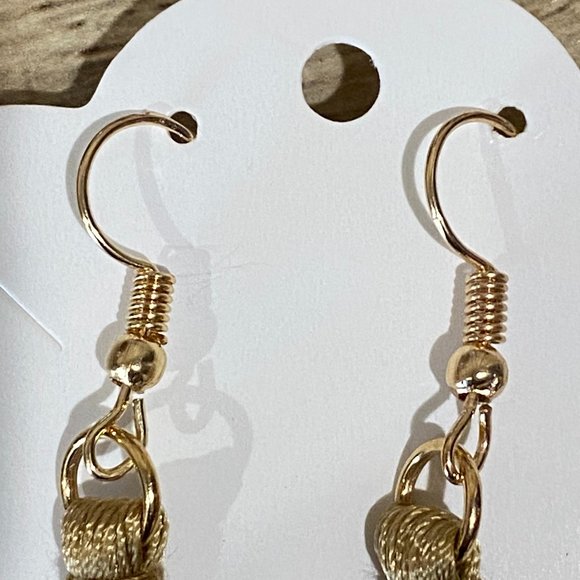 Gold/Tan Tassel Earrings - Picture 2 of 6